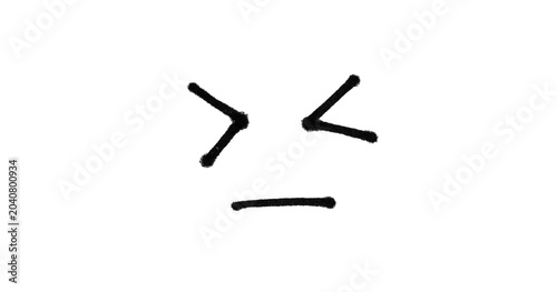 Photos Hand Drawn Grimace Face Emoticon Doodle Brush Stroke Vector