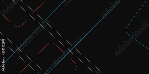 Abstract Geometric Lines on Dark Minimal Background With Colorful Diagonal Rounded Shapes and Modern Tech Feel
