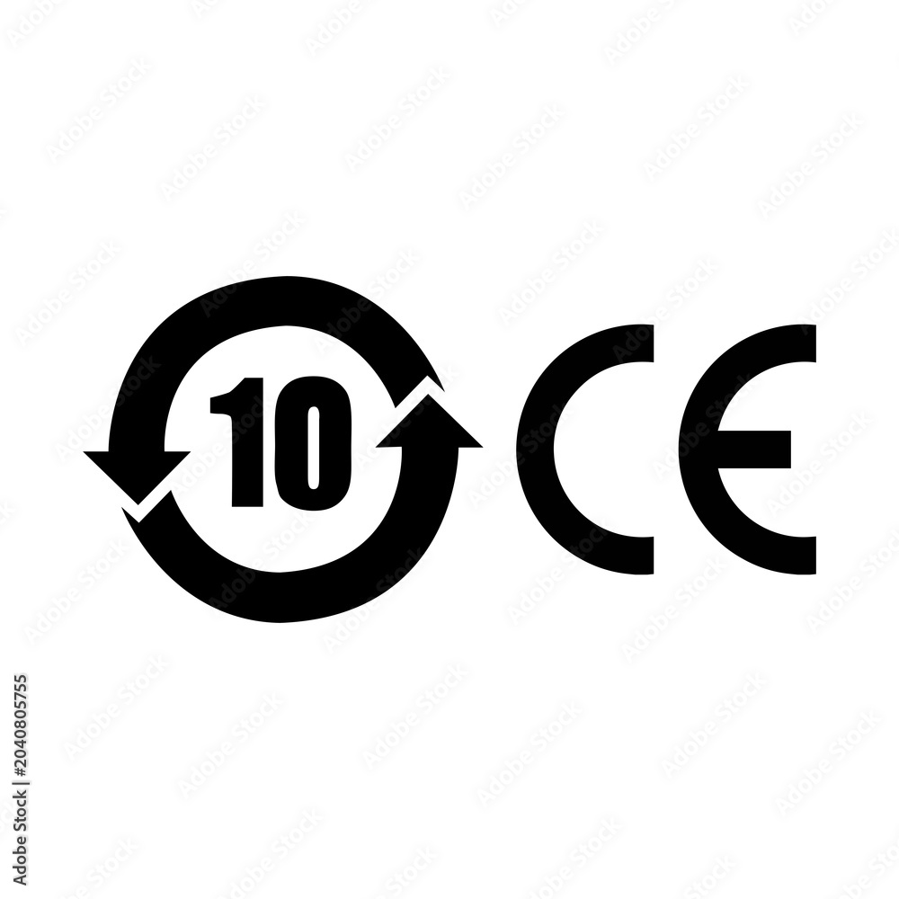 Obraz premium 10-Year Lifespan and CE Mark Icon Outline
