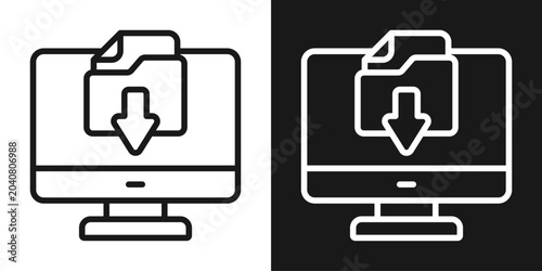 Course Download Icon In Black And White Line Style
