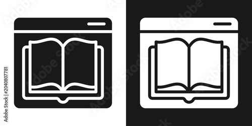 Open Book Icon In Black And White Glyph Style