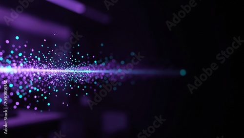 Ethereal glowing particle stream visualizing complex digital data flow