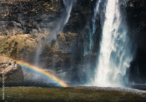 Tableau sur toile Waterfall and Rainbow