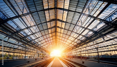 sunlight through train station glass ceiling