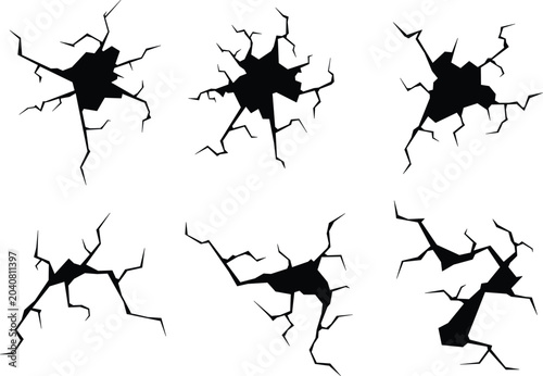 black crack vector set illustration