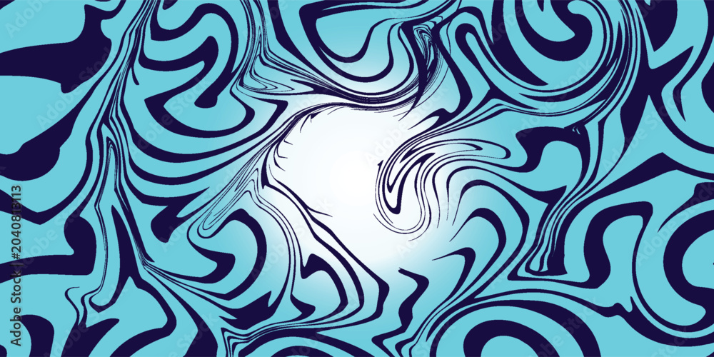 Fototapeta premium Abstract Swirl Psychedelic Groovy Pattern. Wavy Spiral Vector Background. Funky Liquid Shape Texture