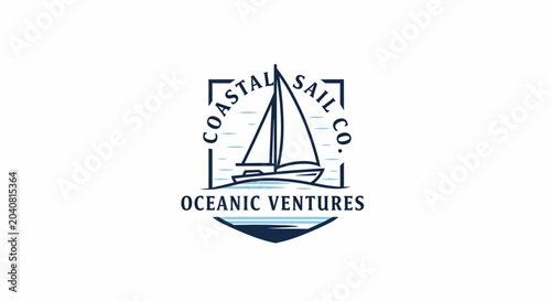 Nautical Logo Design: Sailboat Emblem for Coastal Ventures & Oceanic Voyages