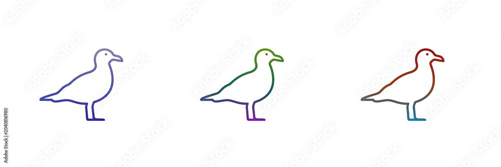 Fototapeta premium Seagull bird icons in different colors