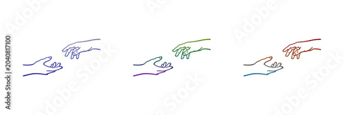 Colorful hands reaching out to each other