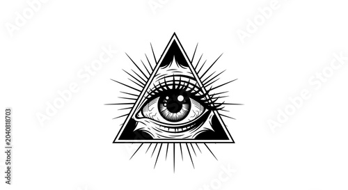 All Seeing Eye Triangle Symbol, Mystical Eye in Triangle, Conspiracy, Enlightenment