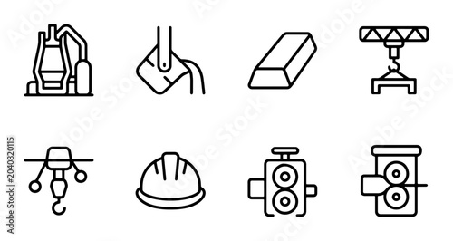 Foto Industrial Metalworking Icons: Metallurgy, Foundry, Manufacturing, Steel Product