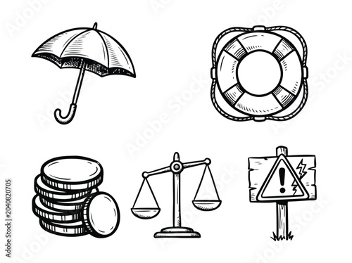 Financial protection and safety icons.