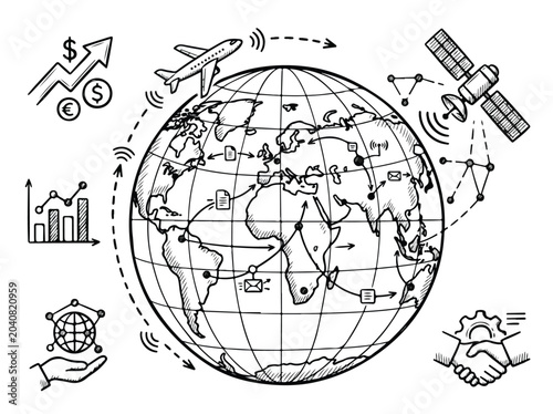 Global Communication Network Earth.