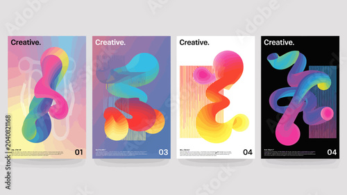 Foto abstract posters with colorful gradients shapes design artwork graphic modern co