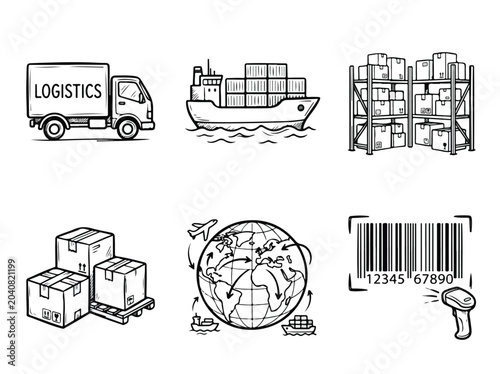 Logistics and shipping icons.
