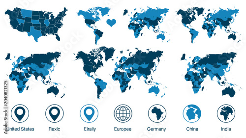 Фотография world map collection vector graphic geography global continents countries earth