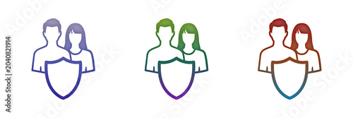 Couple protected by shield