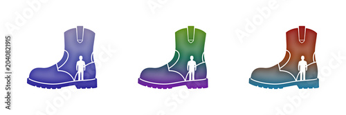 Rainbow colored cowboy boots with size comparison