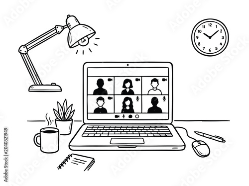 Remote work video conference setup.