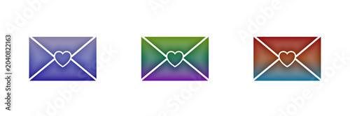 Colorful envelope icons with heart symbol