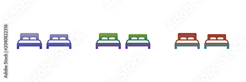 Colorful bed icons in different gradients
