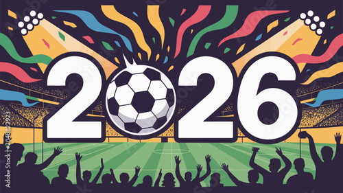 Εκτύπωση καμβά soccer ball and stadium vector illustration football sports event celebration co