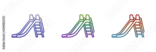 Colorful playground slide icons set