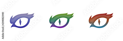 Set of colorful stylized cat eyes icons