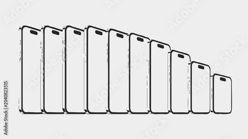 Fotografie sequence of smartphones in 3d style mobile phones electronics technology renderi