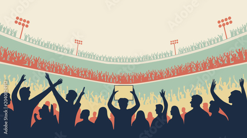 Fényképezés simplified crowd silhouette pattern people audience event vector illustration co