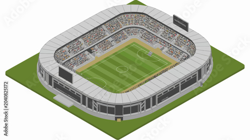 Canvastavla stadium with detailed crowd vector illustration soccer football field sports ven