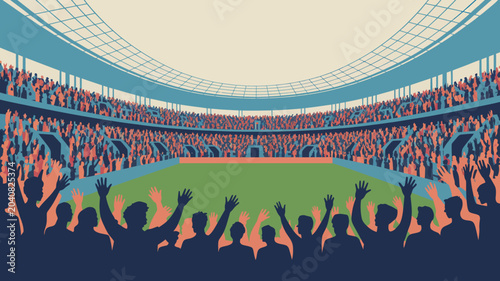 Fényképezés stadium crowd vector illustration sports event audience spectators arena game ma