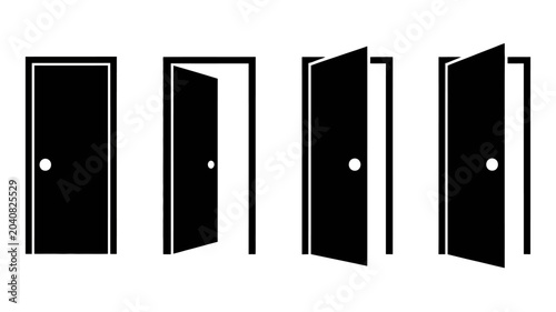 Tableau sur toile four door silhouettes on white background silhouette black entrance exit opening