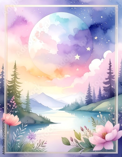Whimsical fairy tale castle in dreamy sky landscape.