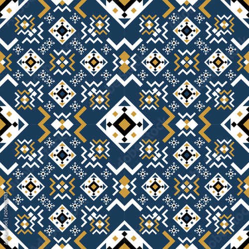 Ethnic geometric seamless pattern, traditional tribal fabric texture background