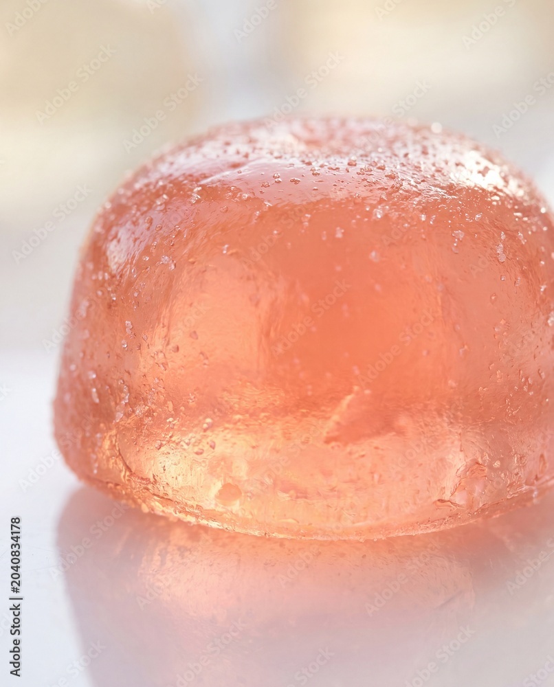 Fototapeta premium Translucent peach collagen gummy macro close up ingestible beauty supplement