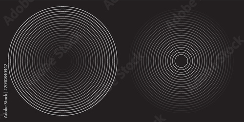 Fotografie create a bold look with a centric circle background featuring vector graphics of sound waves