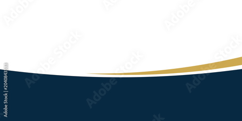 Abstract navy blue background with dynamic white wave and golden lines. Elegant luxury corporate vector design illustration for banner, header, poster, or website backdrop.