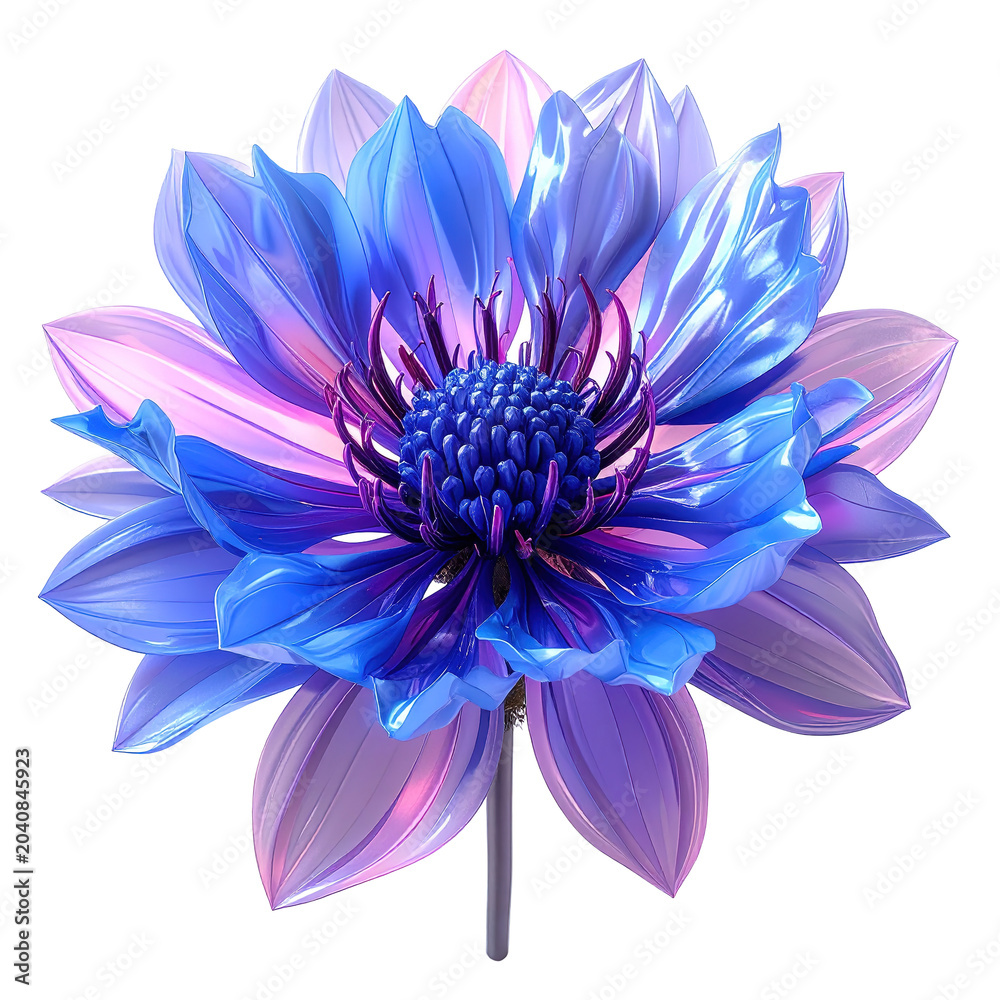 Obraz premium Vibrant Blue and Purple Dahlia Flower Close-Up.