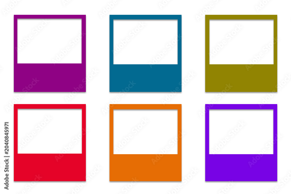 Fototapeta premium Colorful Polaroid Frames Set on Transparent Background PNG Collection