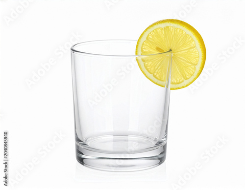 Lemon wedge on empty glass rim