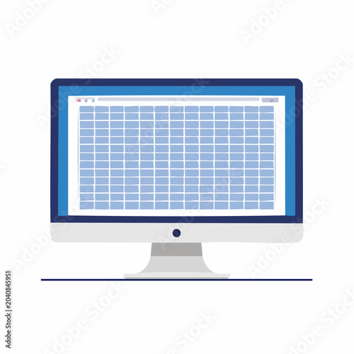 Computer Monitor Displaying a Spreadsheet
