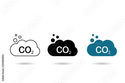 Photos Modern carbon dioxide cloud icon collection with environmental and emission concepts in minimalist style