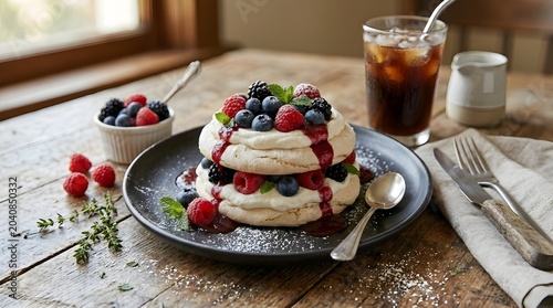 A dessert on a plate.