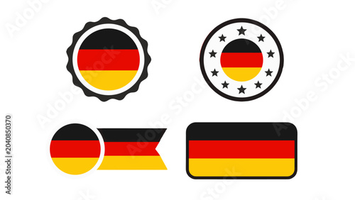 Set of German flag badges and label icons in vector style