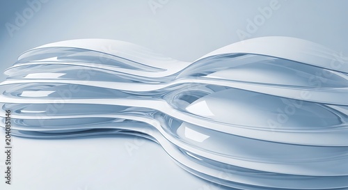 Abstract futuristic architecture smooth flowing lines and curves modern building design concept clean white and blue background