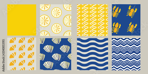 summer themed pattern collection lemon crab shell