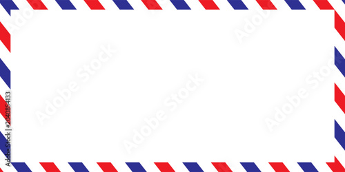 Light grey rectangle framed by a classic red and blue striped border, reminiscent of old airmail envelopes and postal communication.
