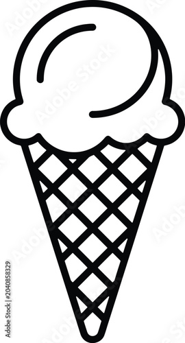 Ice cream cone line icon for food and dessert design