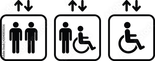 Accessible elevator icons for building signs and public spaces guidance